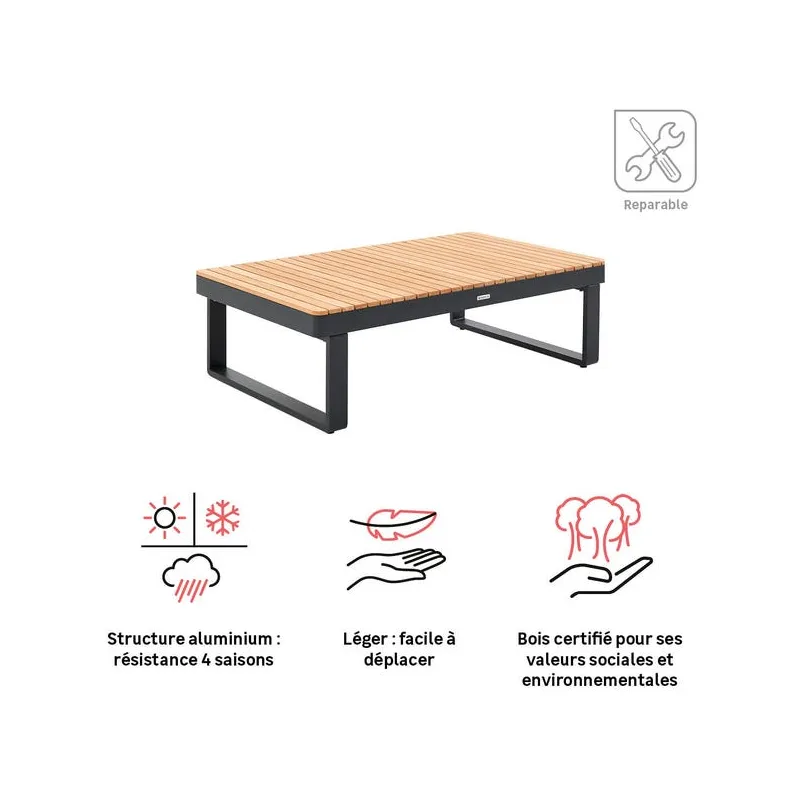 Table basse Persea 115×70 Gris - NATERIAL