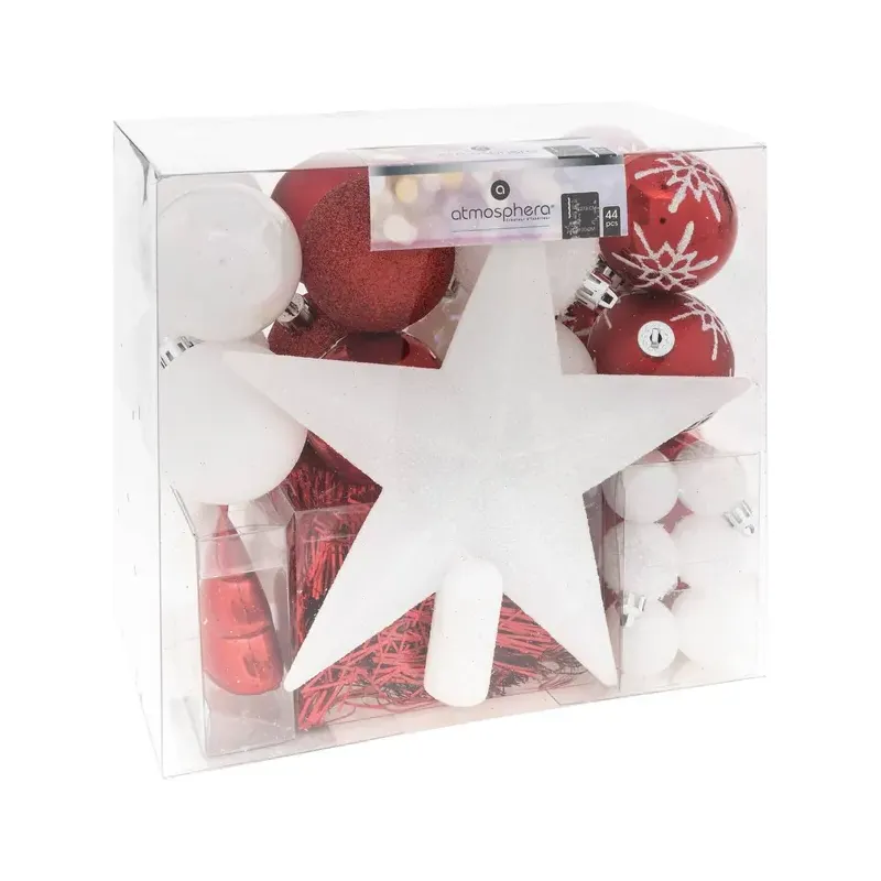 Kit sapin de Noel 44 pièces blanc/rouge