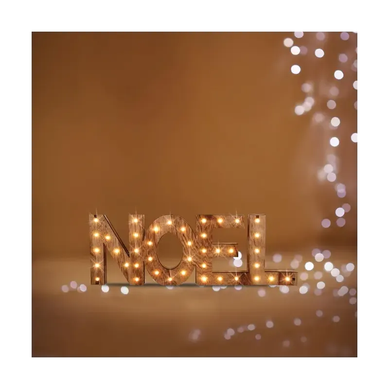 Mot noël lumineux 41 LED haut 15 cm blanc chaud