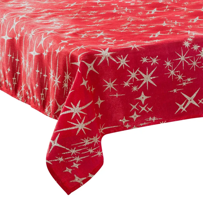 Nappe de table festive caneva étoile rouge 140x240cm
