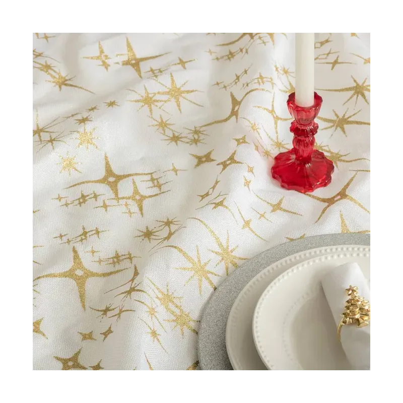 Nappe de table festive Noël motif étoiles dorées 140x240cm