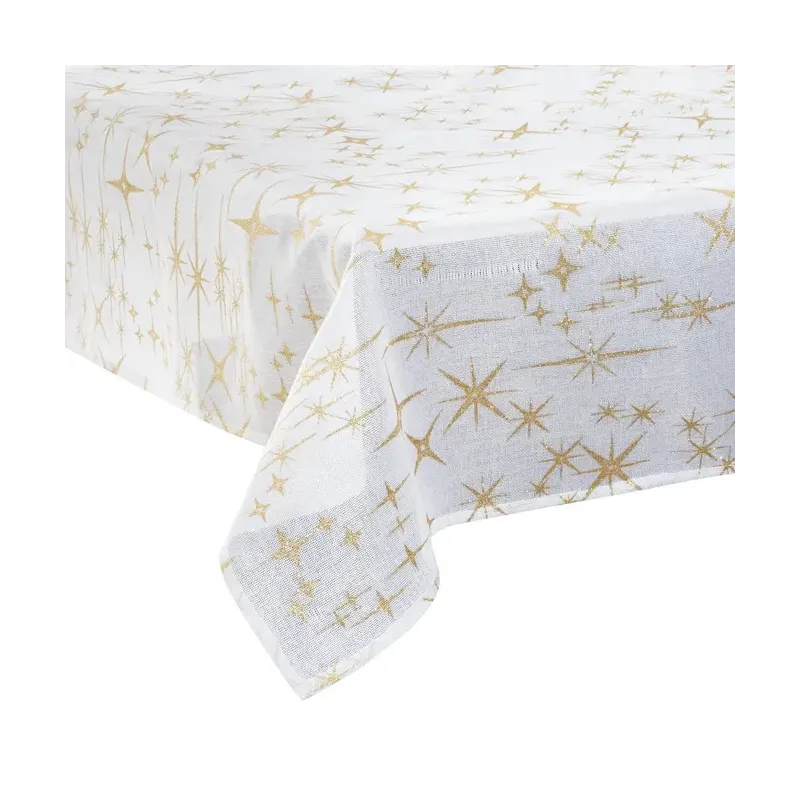 Nappe de table festive Noël motif étoiles dorées 140x240cm