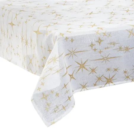 Nappe de table festive Noël motif étoiles dorées 140x240cm