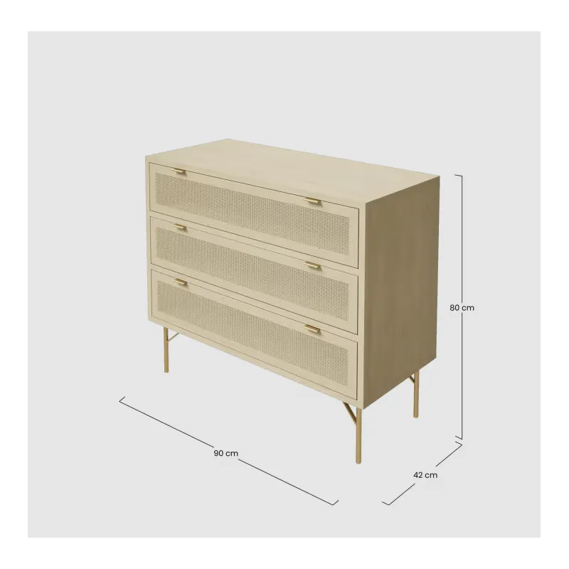 Solstice - Commode 3 tiroirs cannage en rotin L90 - MAISONS DU MONDE