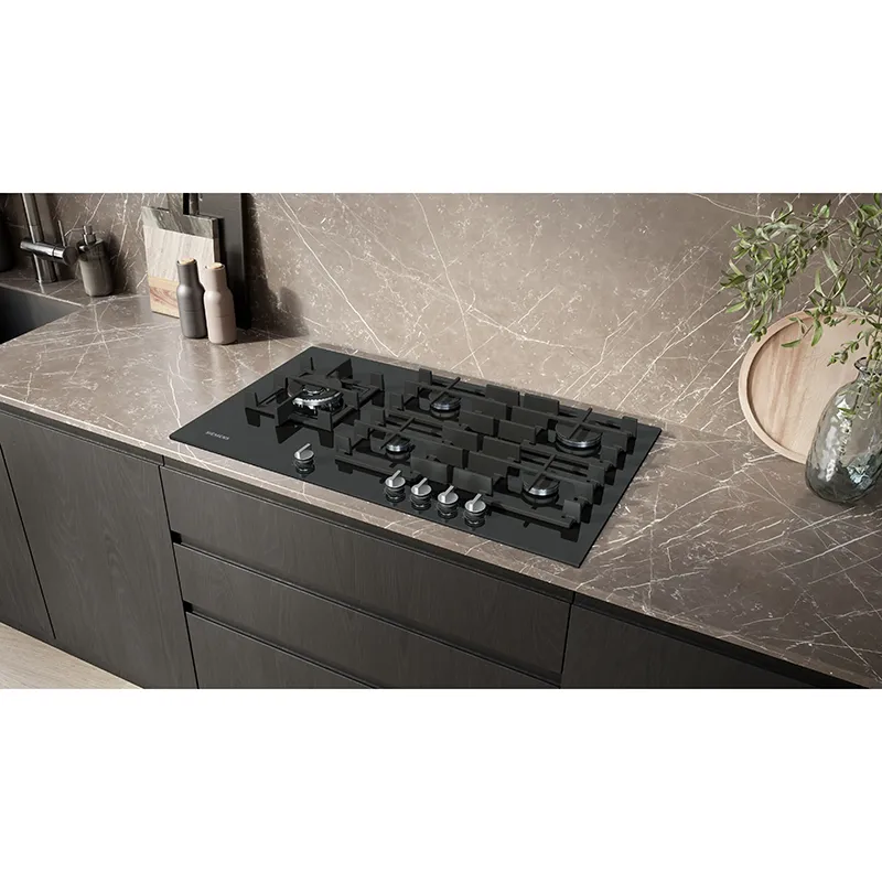 Table de cuisson à gaz iQ500 5 feux 11500W 90cm Verre noir - SIEMENS - EP9A6MI40