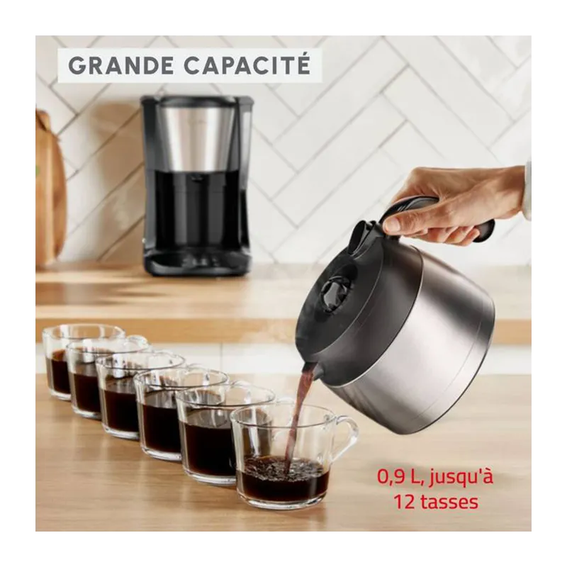 Cafetière filtre Subito 0,9L 12 tasses Inox - MOULINEX - FT5S2DE0