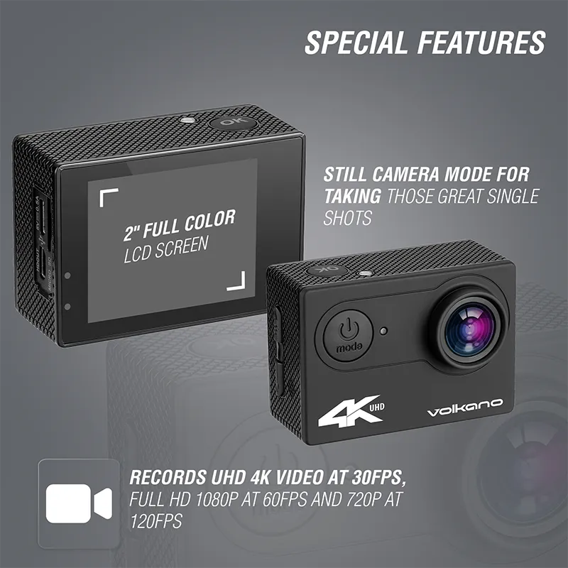 Caméra d'action 4K UHD Extreme Series Noir - VOLKANO - VK-10005-BK