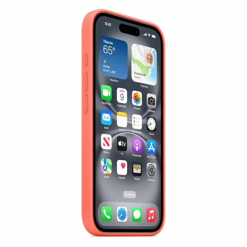 Coque en silicone avec MagSafe pour iPhone 16 Tangerine - APPLE - MDGN4ZM/A