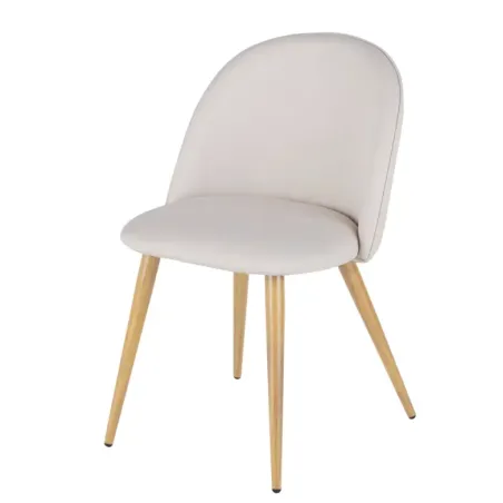 Mauricette - Chaise vintage en tissu recyclé beige et acier - MAISONS DU MONDE