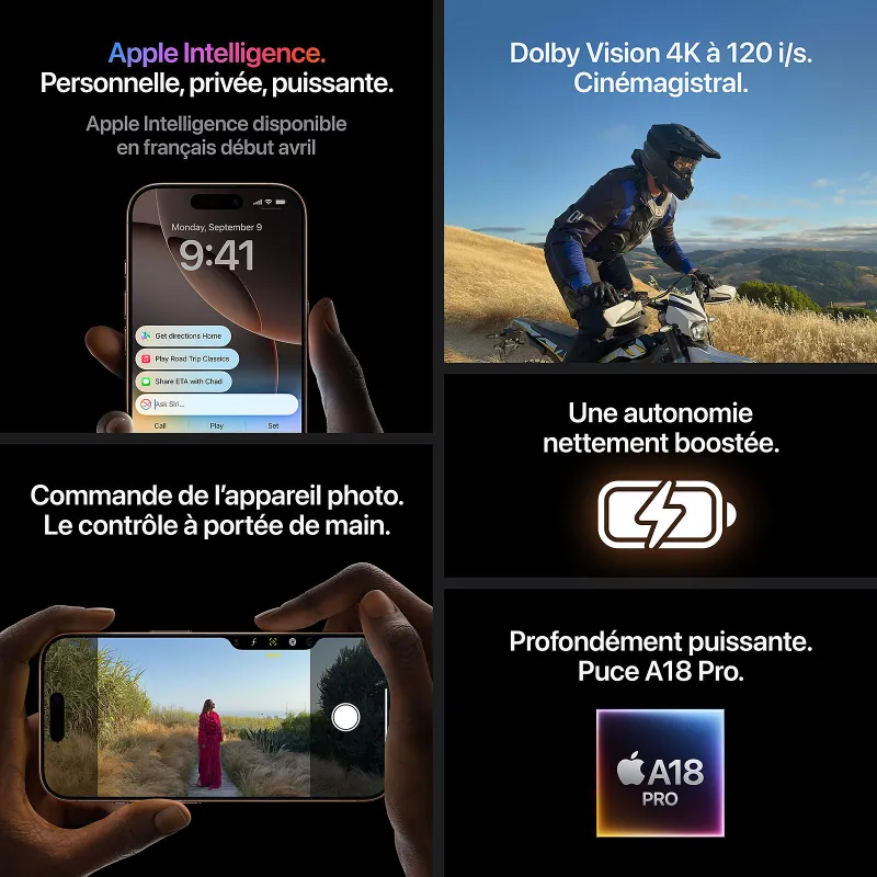 iPhone 16 Pro Max 256Go sable, reconditionné grade A - APPLE - RPIPH16PM256RECGD