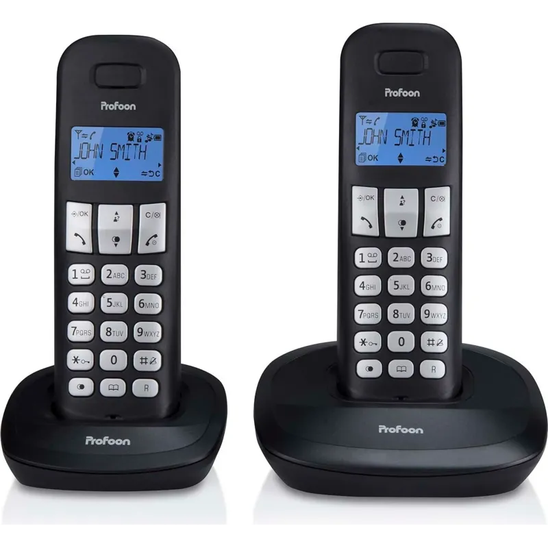 Télephone sans fil avec 2 combinés noir - PROFOON - PDX-1120