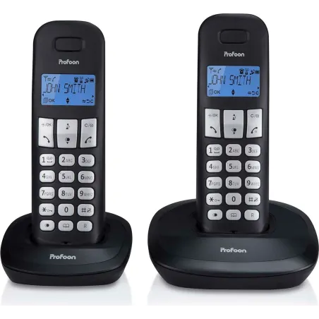Télephone sans fil avec 2 combinés noir - PROFOON - PDX-1120