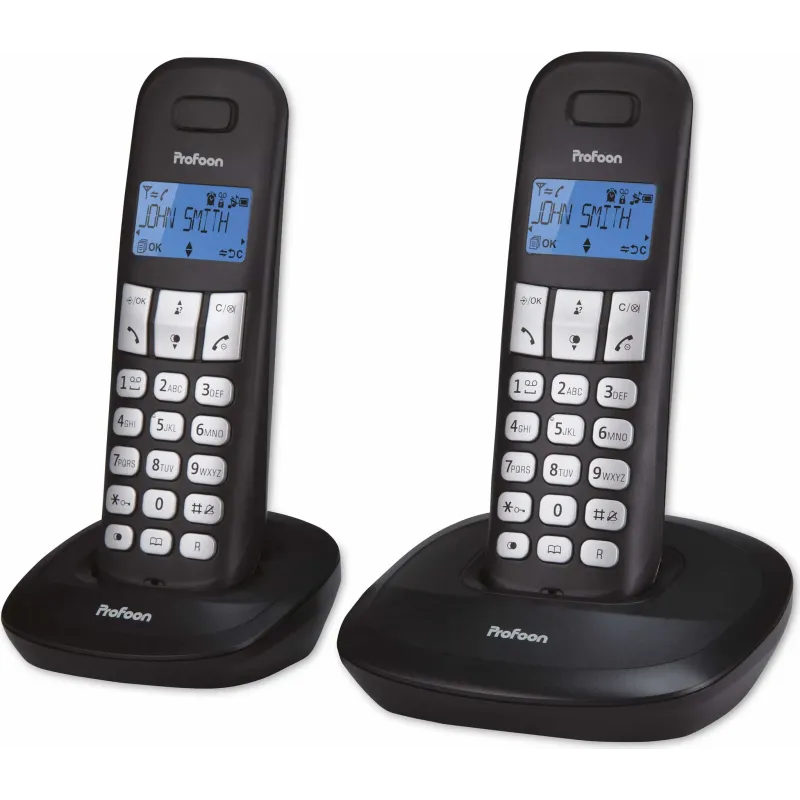 Télephone sans fil avec 2 combinés noir - PROFOON - PDX-1120