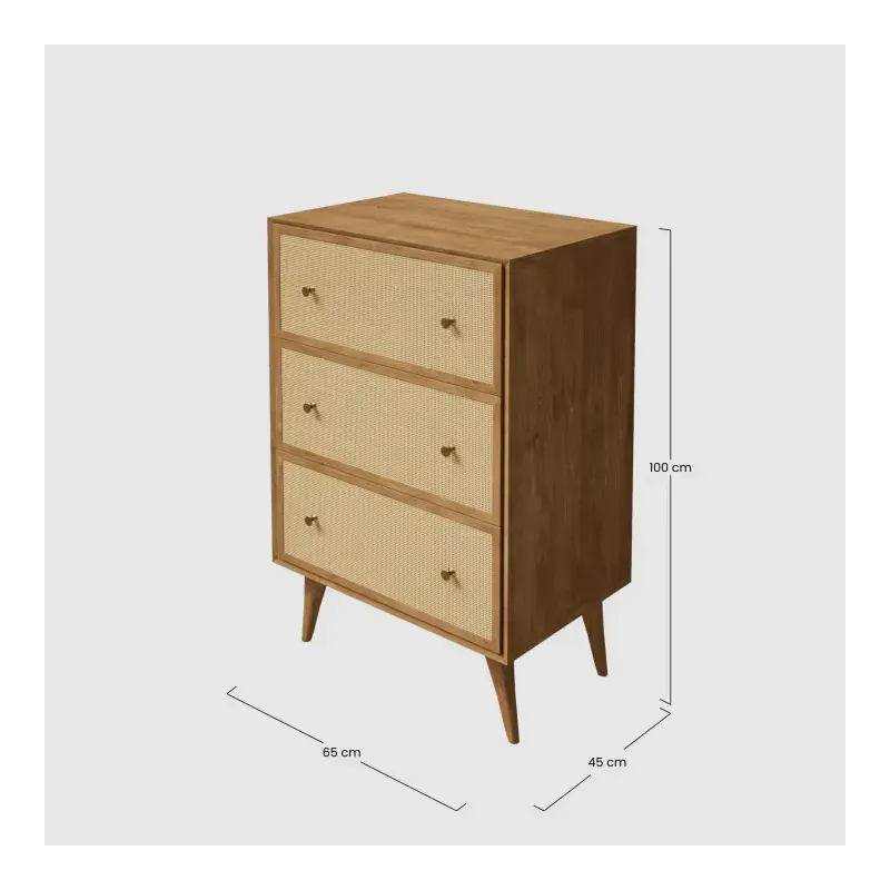 Commode haute vintage 3 tiroirs en bois de manguier et bambou - MAISONS DU MONDE