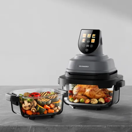 Friteuse sans huile à air chaud Crispi portable 1500W gris - CRISPYORGRIS - SCHNEIDER