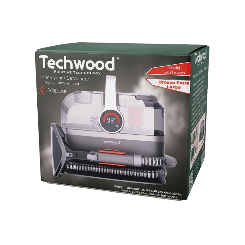 Nettoyeur détacheur vapeur multi surfaces 600/800W noir et rouge - TECHWOOD -  ASPITAN7055VTECH