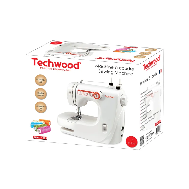 Machine à coudre 10 points blanc - TECHWOOD - ROBTMAC1095TECH