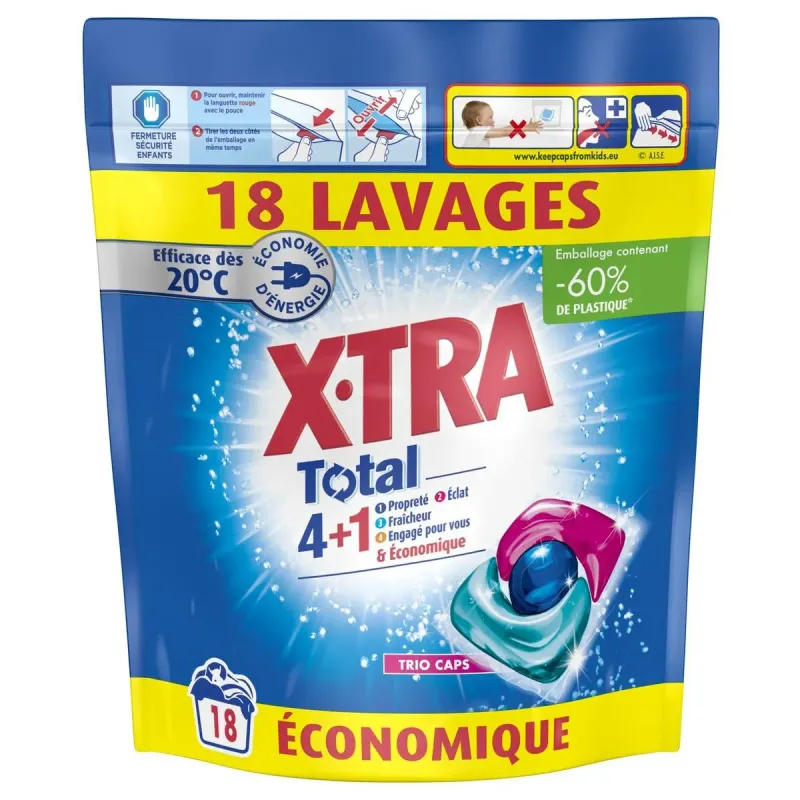 Capsules lessive Total 4+1 Trio Caps 18 lavages - XTRA - 36787