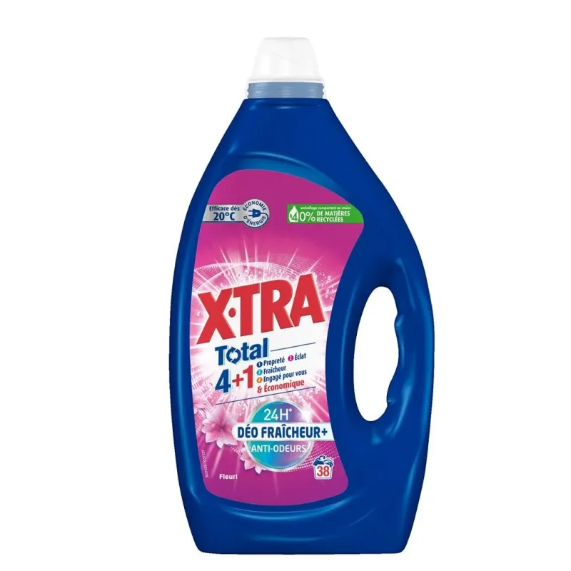 Lessive liquide Total 4+1 déo-fraîcheur + fleuri 38 lavages 1,71L - XTRA - 36972
