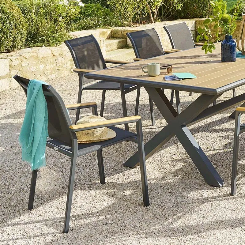 Fauteuil de jardin Essentia avec accoudoirs Anthracite/Graphite - HESPÉRIDE