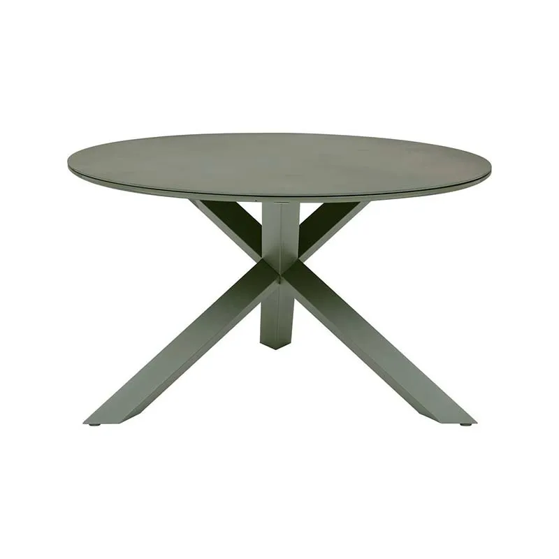 Table de jardin ronde Oryon 6 places Vert laurier - HESPÉRIDE