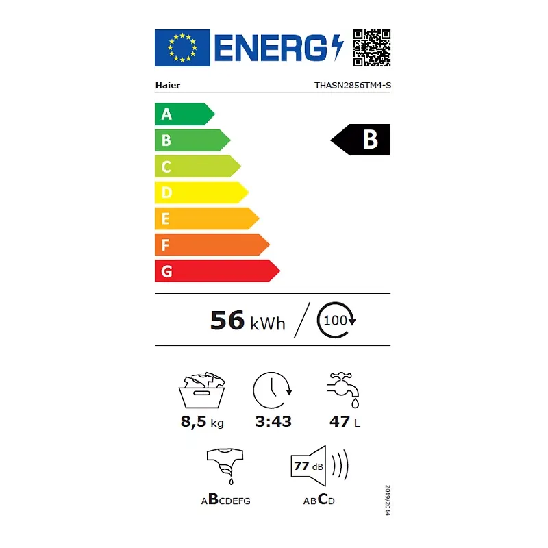 Lave-linge top 8,5kg 1200trs/min blanc - HAIER - THASN2856TM4-S
