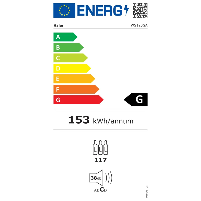Cave à vin de vieillissement 60 Serie 5 117 bouteilles noir - HAIER - WS120GA