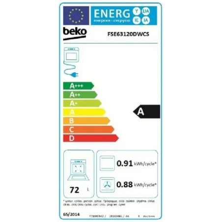 Cuisinière Mixte Pose Libre 3 Gaz + 1 Electrique Blanc - BEKO - FSE63120DWCS