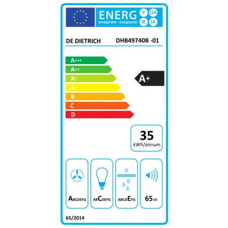 Hotte décorative murale en verre 90cm 735 m³/h Noir - DE DIETRICH - DHB49740B