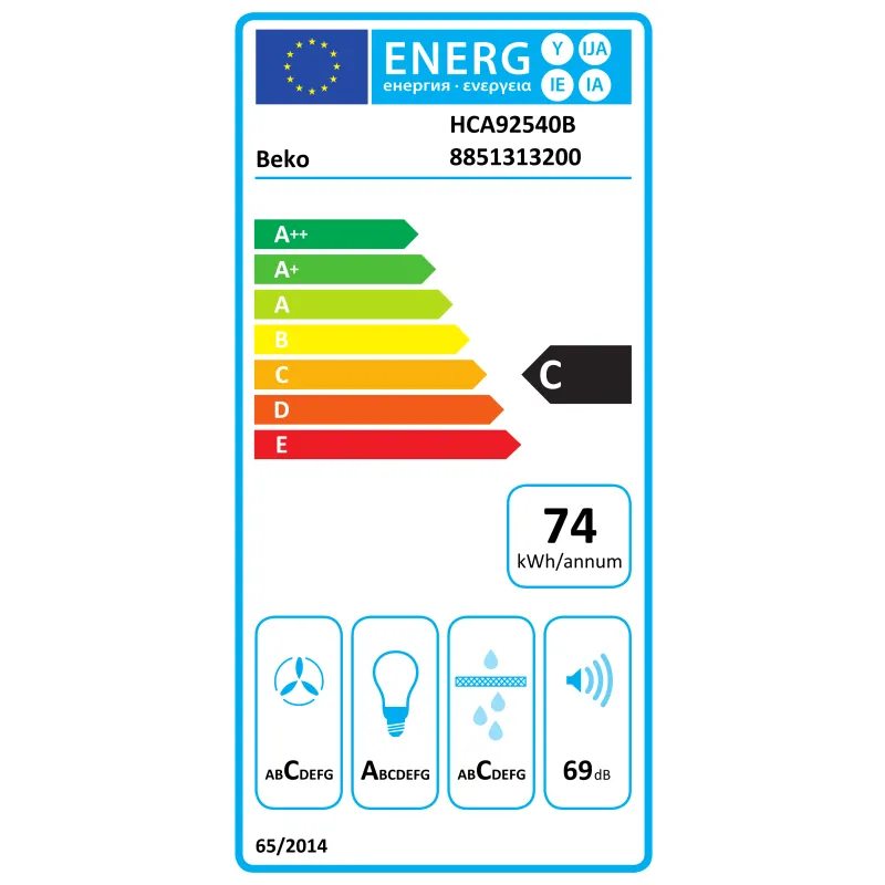 Hotte décorative murale BEKO - HCA92540B
