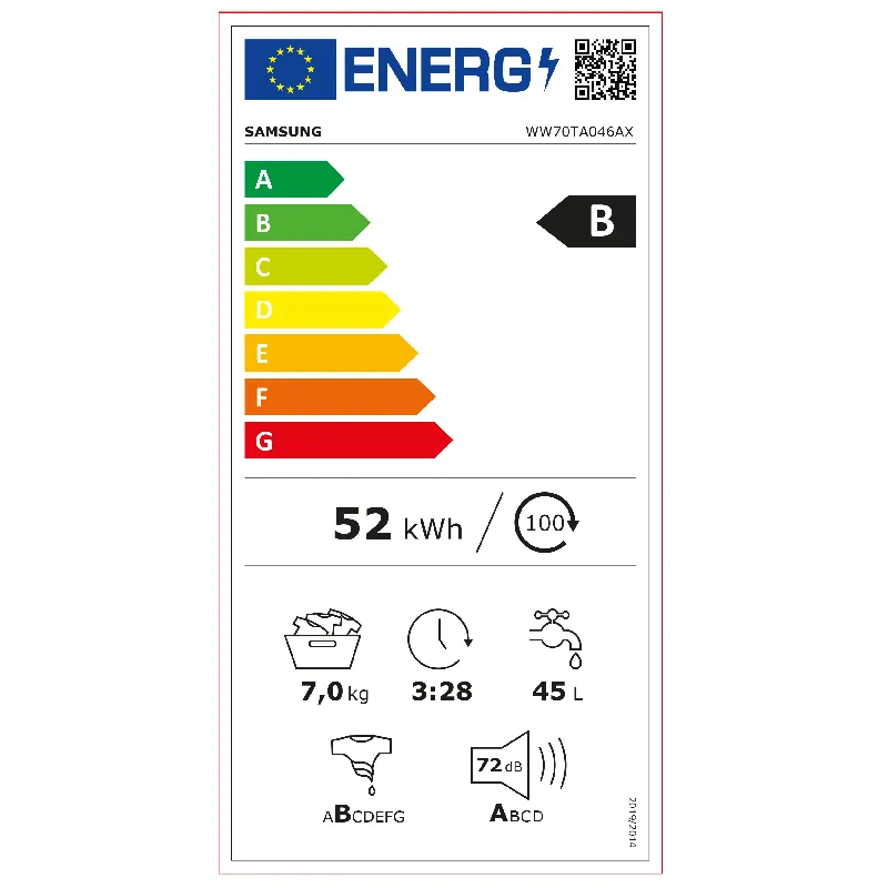 Lave-linge Frontale 7 kg 1400T B Ecobubble Inox SAMSUNG - WW70TA046AX/EF