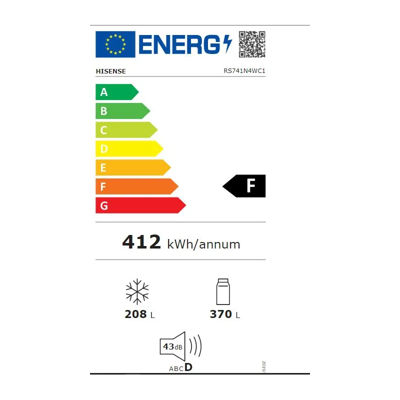 Réfrigérateur Américain 578L Argenté - HISENSE - RS741N4WC1