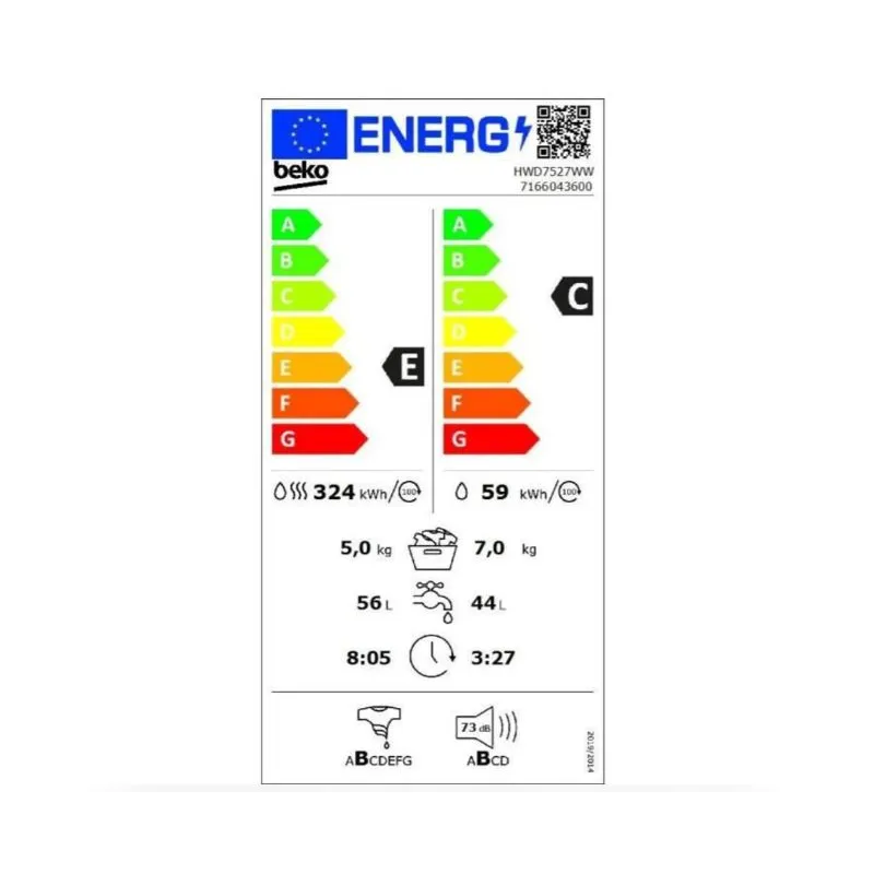 Lave-linge Séchant 7Kg 1200 trs/min Blanc - BEKO - HWD7527WW