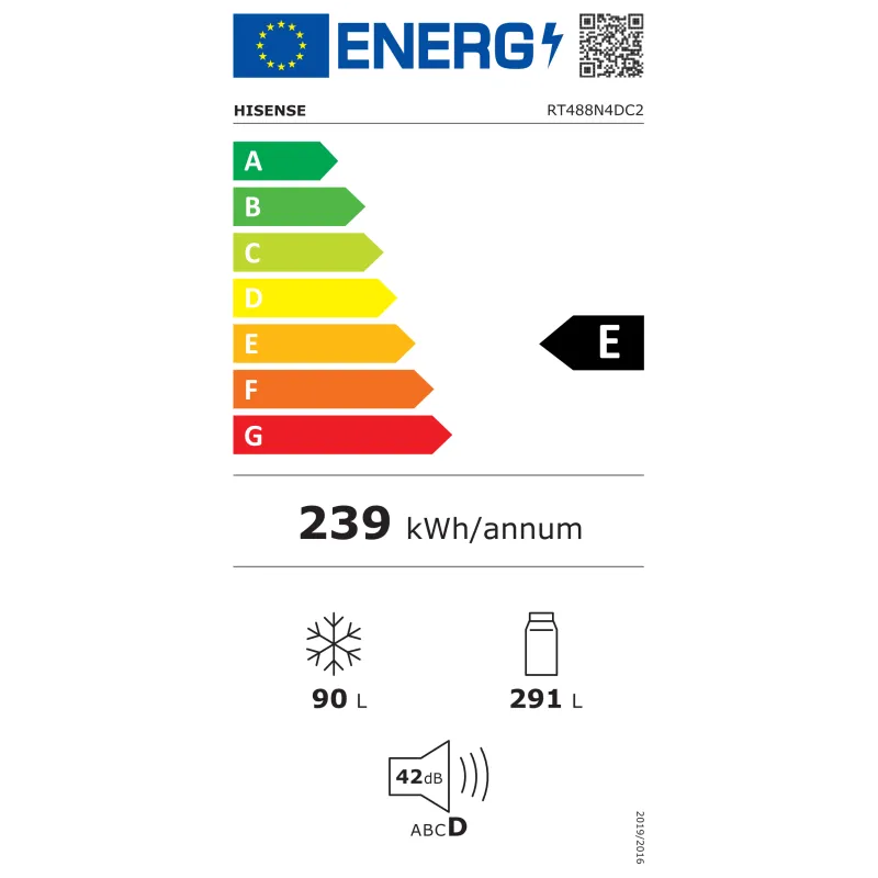 Réfrigérateur congélateur 2 portes No Frost 375L - HISENSE - RT488N4DC2