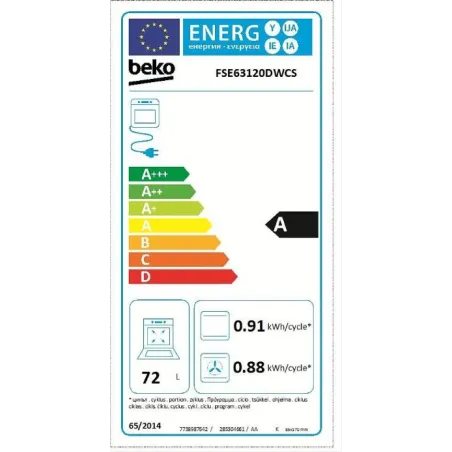Cuisinière Mixte Pose Libre 3 Gaz + 1 Electrique Blanc - BEKO - FSE63120DWCS