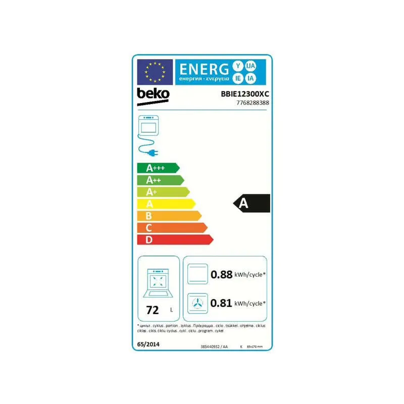 Four encastrable multifonction 72L Noir/Argent - BEKO - BBIE12300XC