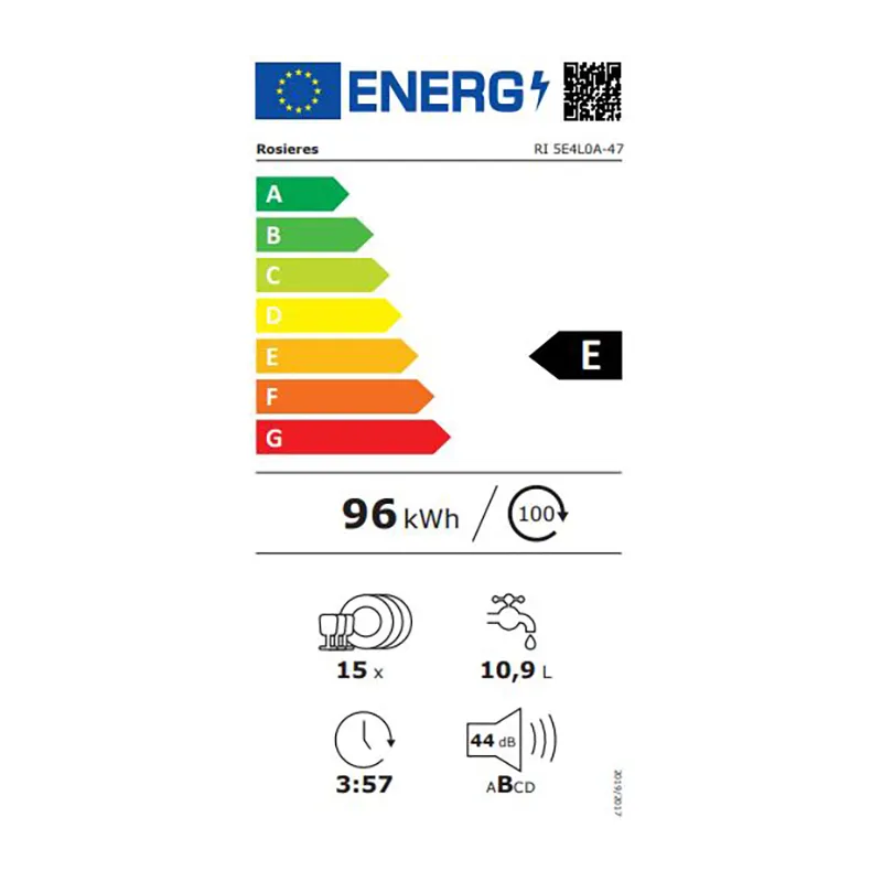 Lave-vaisselle tout intégrable Inverter Eco-Power 15 couverts - ROSIERES - RI5E4L0A-47