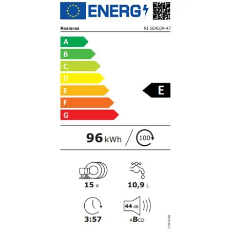 Lave-vaisselle tout intégrable 15 couverts (vendu sans façade avant) - ROSIERES - RI5E4L0A-47