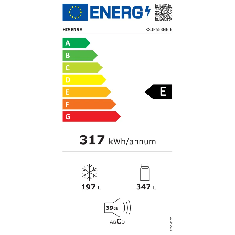 Réfrigérateur américain NoFrost 544L Argent - HISENSE - RS3P558NEIE