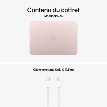 MacBook Néo A18 Pro 13" 8/512Go SSD Wi-Fi 6E rose poudré - APPLE - APP_MHFJ4FN/A