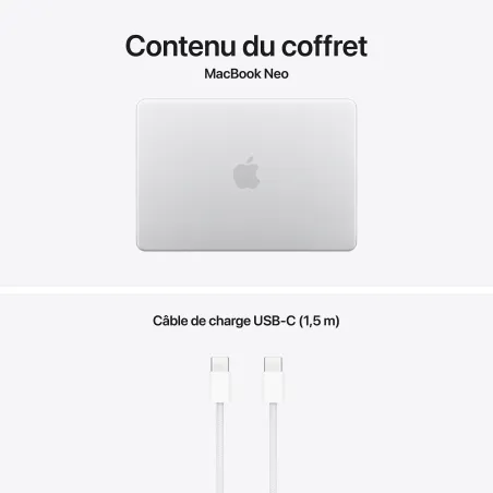 MacBook Néo A18 Pro 13" 8/512Go SSD Wi-Fi 6E argent - APPLE - APP_MHFC4FN/A