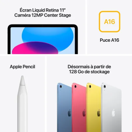 iPad 11" A16 Wi-Fi 128Go jaune - APPLE - APP_MD4D4TY/A