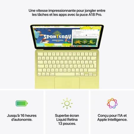 MacBook Neo A18 Pro 13" 8/256Go SSD Wi-Fi 6E jaune agrume - APPLE - APP_MHFD4FN/A