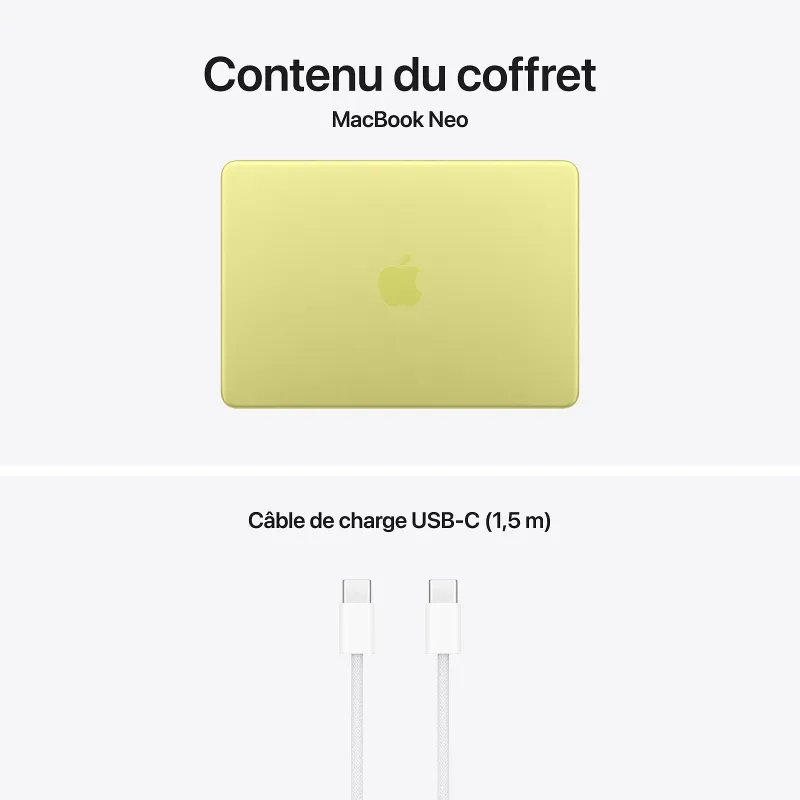 MacBook Neo A18 Pro 13" 8/512Go SSD Wi-Fi 6E jaune agrume - APPLE - APP_MHFE4FN/A
