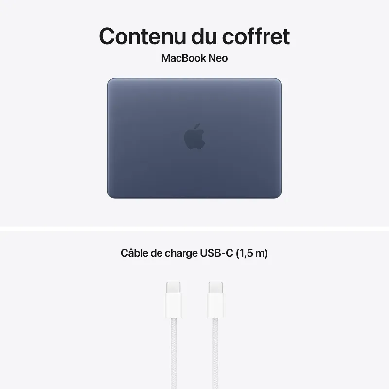MacBook Neo A18 Pro 13" 8/512Go SSD Wi-Fi 6E bleu indigo - APPLE - APP_MHFG4FN/A