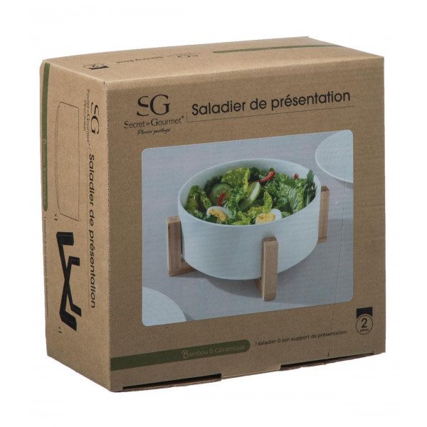 Saladier en bambou et céramique 23cm