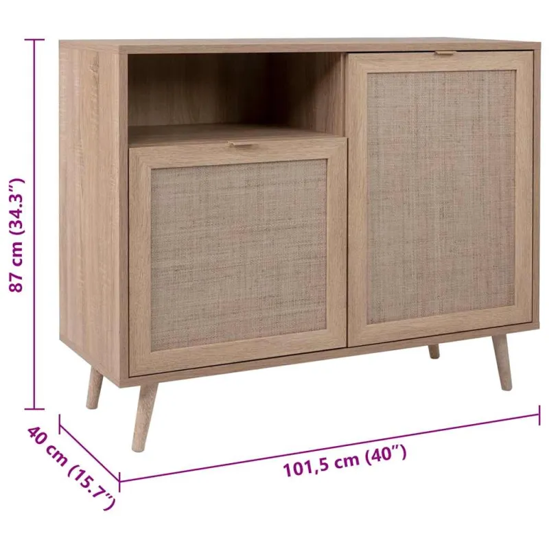 Buffet 2 portes 1 niche impression rotin - CALICOSY - 14857133