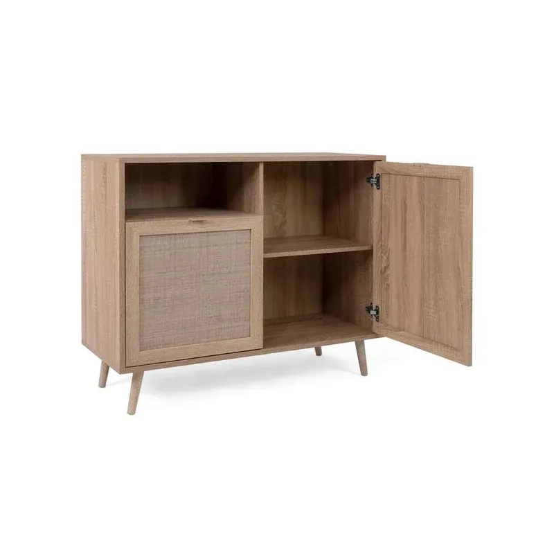 Buffet 2 portes 1 niche impression rotin - CALICOSY - 14857133