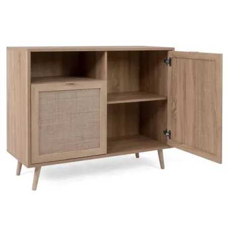 Buffet 2 portes 1 niche impression rotin - CALICOSY - 14857133