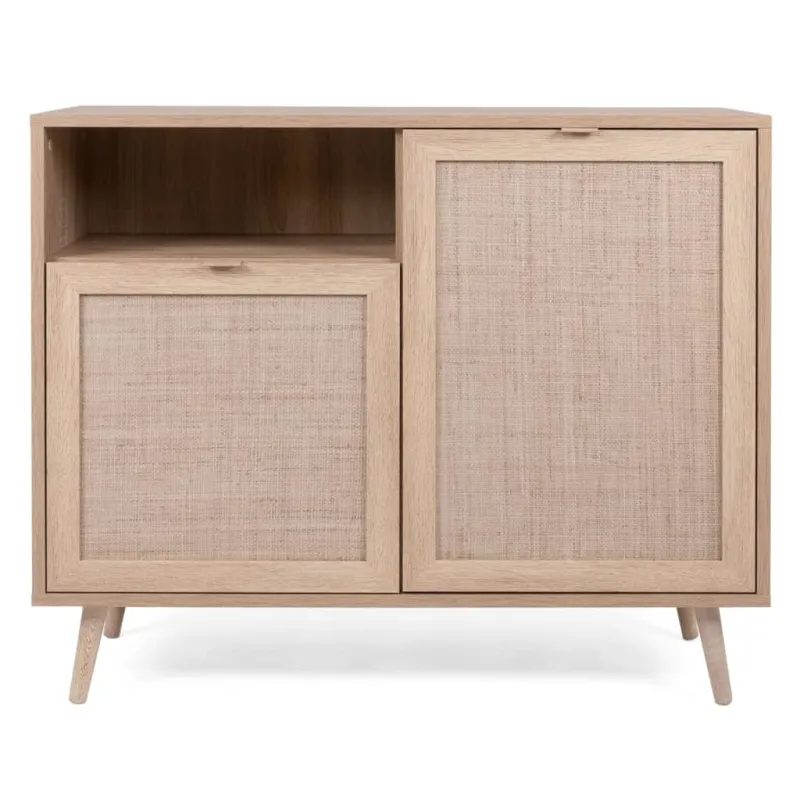 Buffet 2 portes 1 niche impression rotin - CALICOSY - 14857133